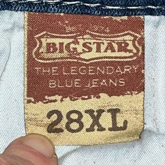 Vintage Big Star Womens Size 28XL Blue Whiskered Embellished Sweet Flare Jeans - Picture 12 of 14